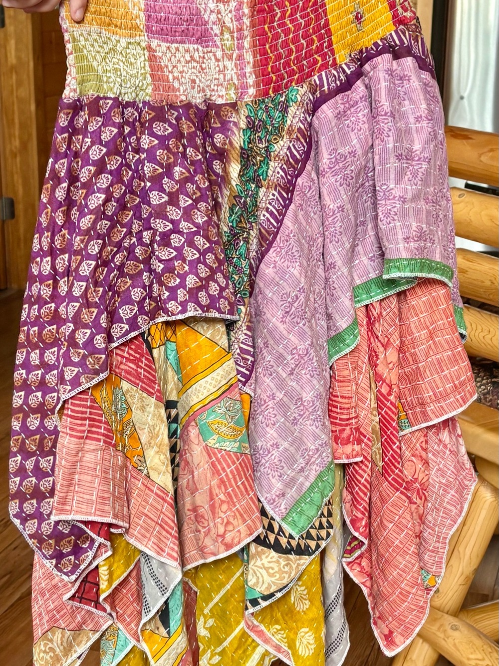 NWOT Boho Kantha Mabel Pixie Patchwork Midi Skirt - Picture 2 of 4